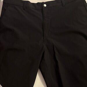 Men's Flat-Front Black Stretch Shorts